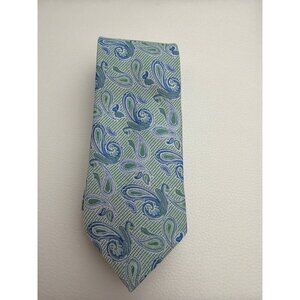 Umo Lorenzo Green Blue Paisley Print Men’s Handmade Necktie